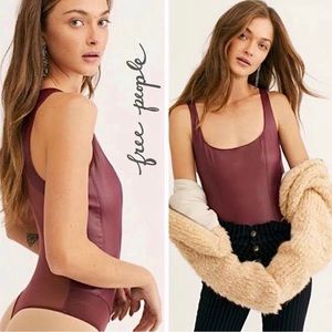 NWT Free People Faux Leather She’s a Vegan Thong Bodysuit